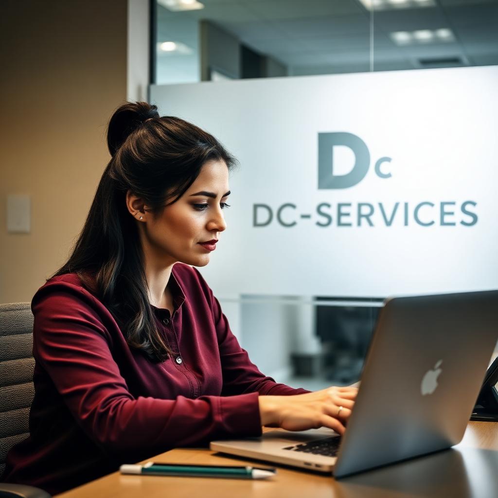 Working through a financial model on her laptop