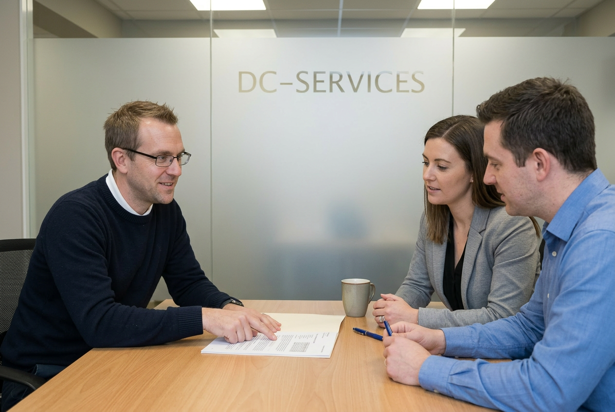 In discussion during a meeting-room review