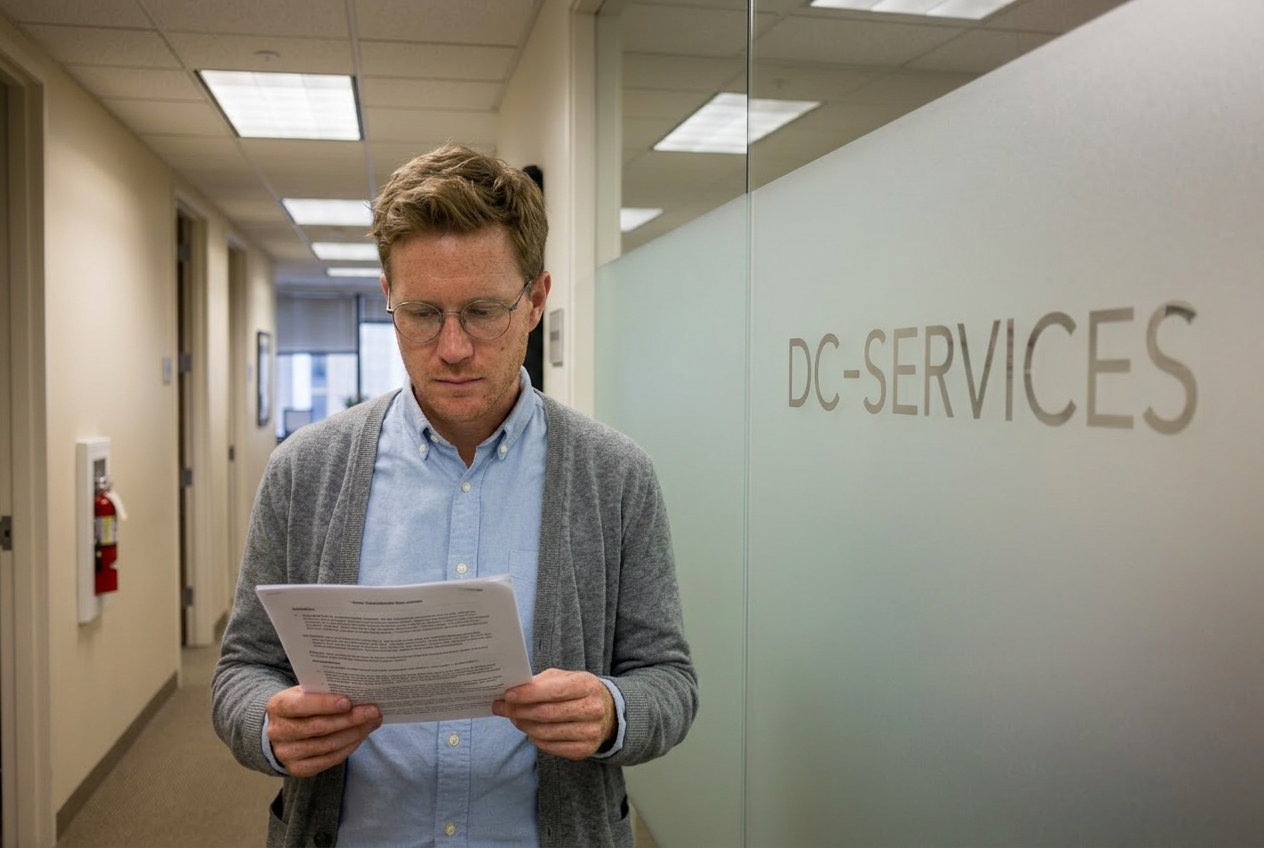 Reading a file in the corridor before the next meeting