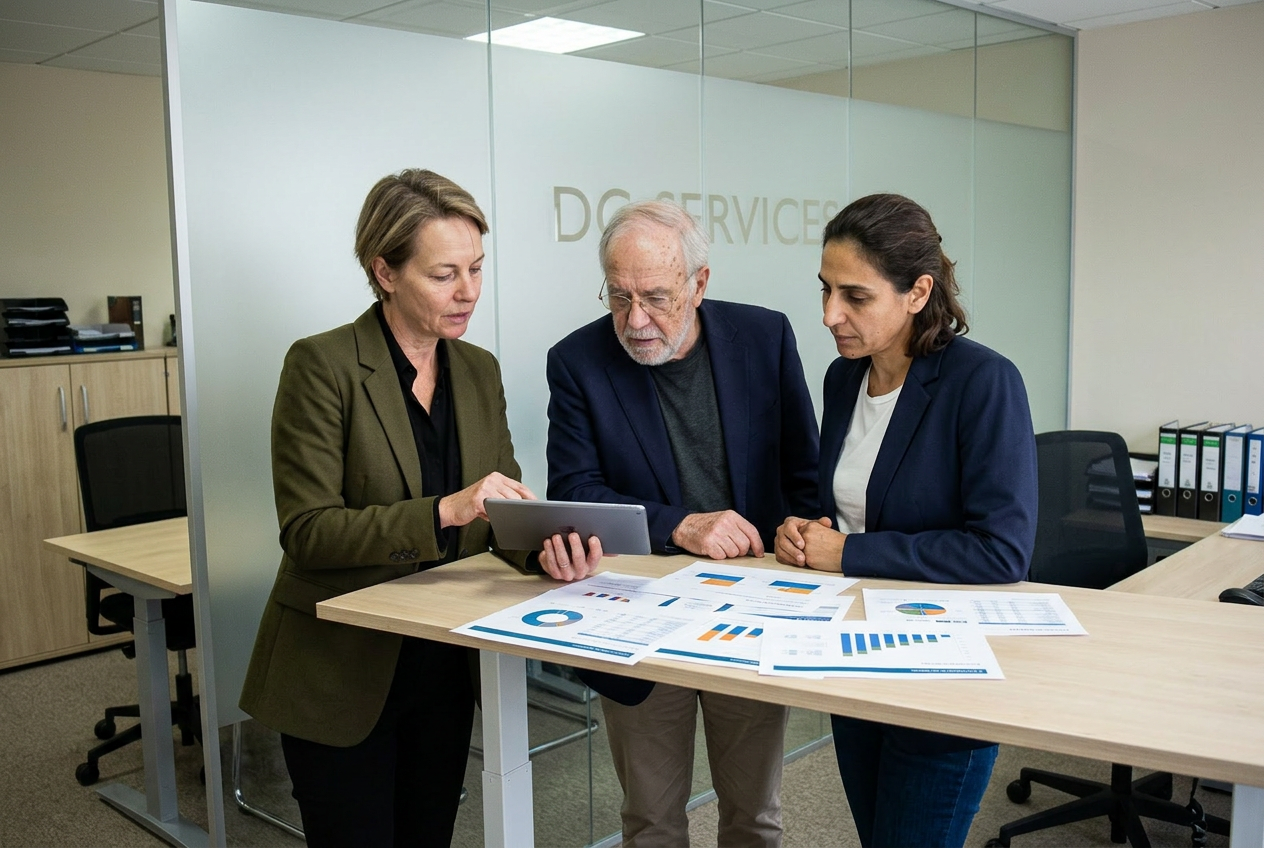 Standing desk — cross-team data review
