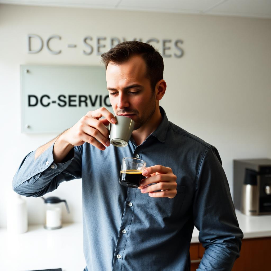 Espresso break in the office kitchen