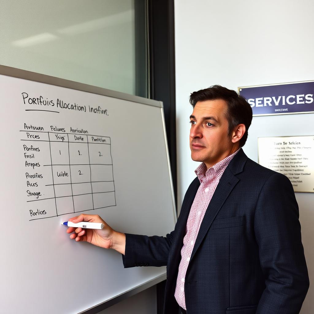 Sketching a portfolio allocation diagram on the whiteboard
